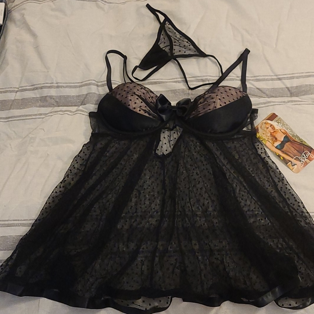 Black Babydoll Lingerie Set- NEW